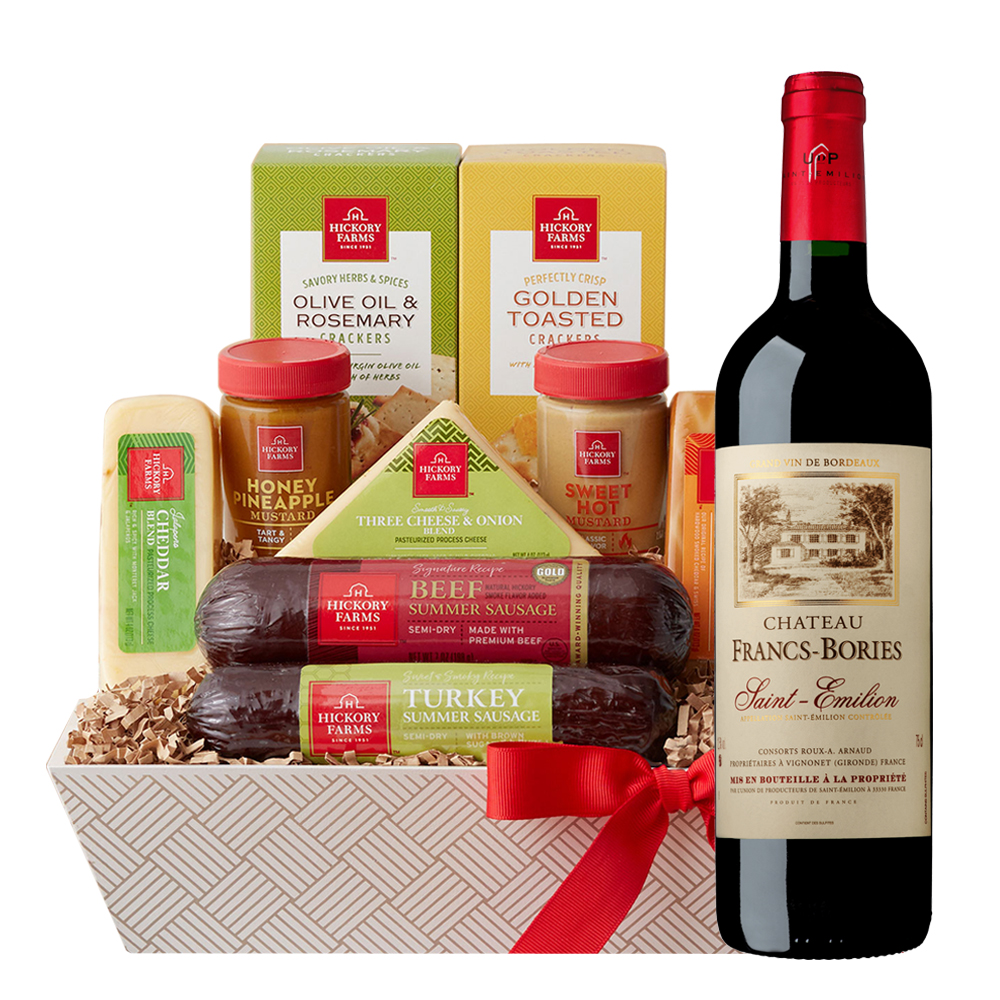 Chateau Francs Bories Saint Emilion Wine & Cheese Gift Basket